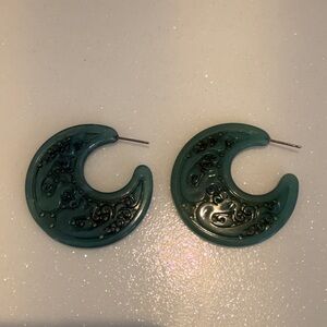 Elegant Faux Jade Green Hoop Earrings